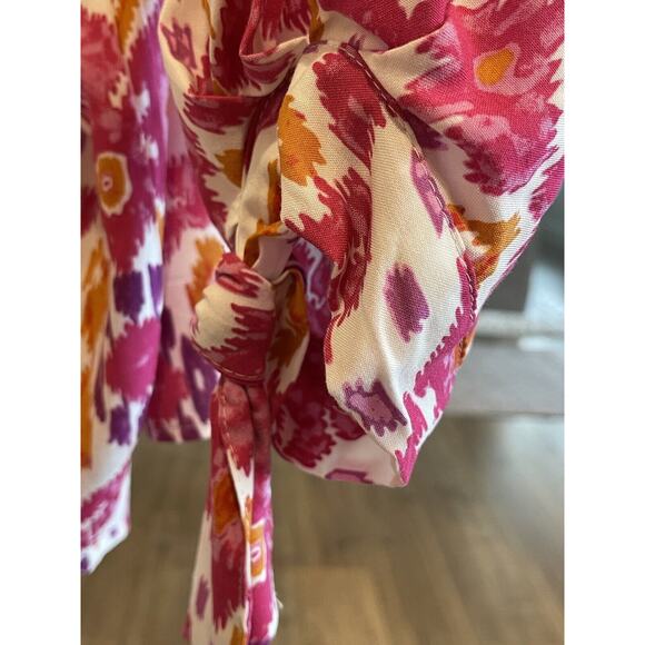 Christian Siriano Boho Artsy Blouse Top Shirt Open Collar‎ Size Large - Picture 5 of 11